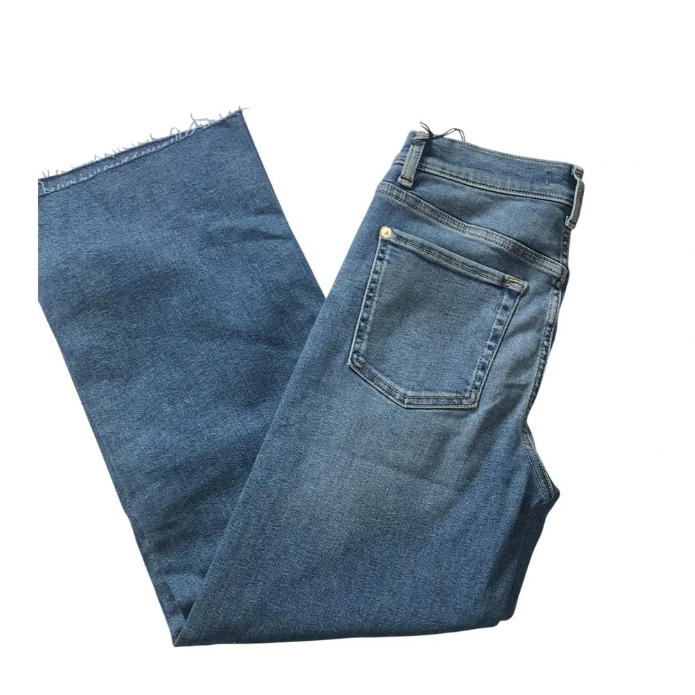 NEW 7 For All Mankind Alexa Cropped Jeans Felicity Blue Raw Hem Size 26